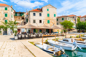 Obraz premium Fishing boats in Postira port, Brac island, Croatia