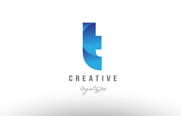 t blue gradient alphabet letter logo icon design