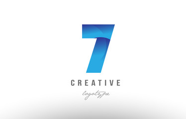 7 seven blue gradient number numeral digit logo icon design