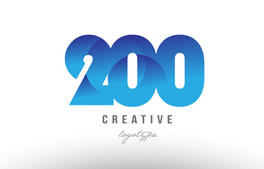 200 blue gradient number numeral digit logo icon design
