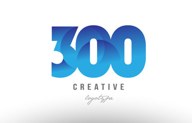 300 blue gradient number numeral digit logo icon design