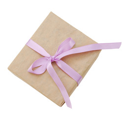 gift box with a ribbon on a pink background