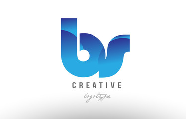 blue gradient bs b s alphabet letter logo combination icon design