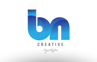 blue gradient bn b n alphabet letter logo combination icon design