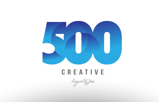 500 blue gradient number numeral digit logo icon design