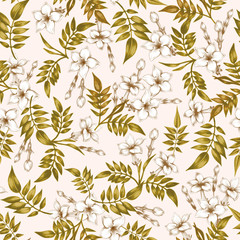 Vector seamless floral pattern with jasmine flowers.