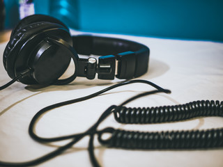 macro shot of headphones connected to the smarphone