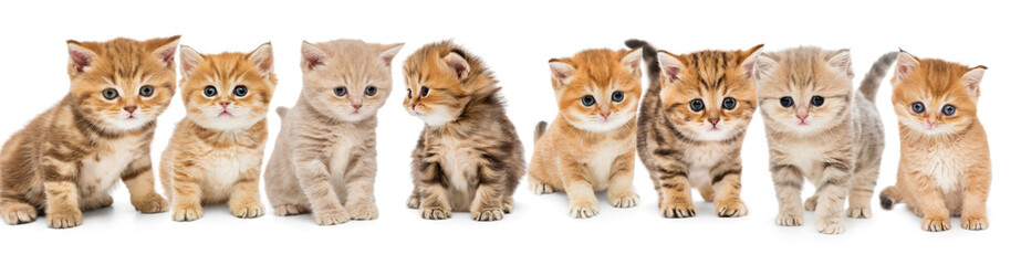 Portraits of a large group of small kittens