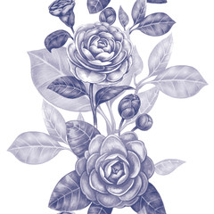 Vector seamless pattern with Camellia flower