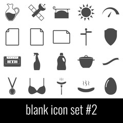 Blank. Icon set 2. Gray icons on white background.