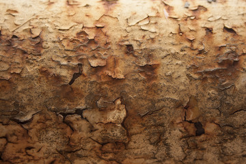 Background and texture: cracked paint on a metal pipe. Grunge.