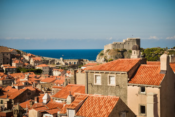 Beautiful scenic view of Dubrovnik city, Croatia on a summer day