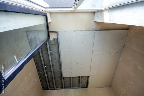 Suspended Ceiling From Drywall Fixed To Metal Frame With Screws