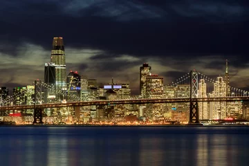 Fotobehang San Francisco Skyline in Holiday Lights. Taken from Middle Harbor Shoreline Park, Oakland, California, USA. © Yuval Helfman