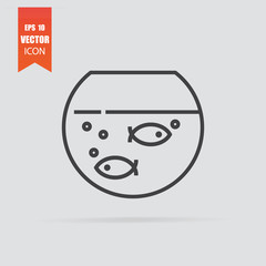 Aquarium icon in flat style isolated on grey background.