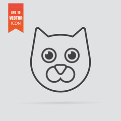 Cat icon in flat style isolated on grey background.