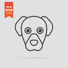 Dog icon in flat style isolated on grey background.