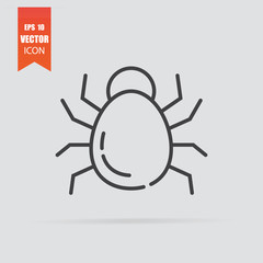 Bug icon in flat style isolated on grey background.