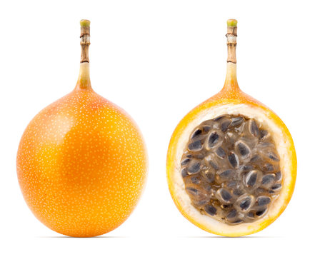 Granadilla or grenadia passion fruit isolated
