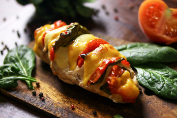 Chicken breast with spinach and tomato