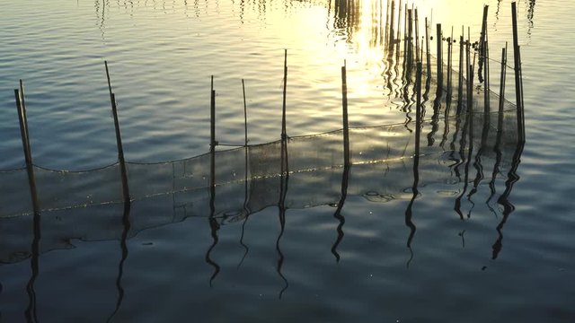 The sunset under lake