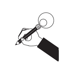 hand holding a pencil icon