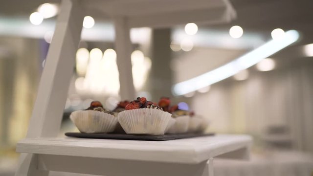  Catering in the summer. wine glasses stand on the table.