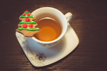 Christmas gingerbread cookie & tea