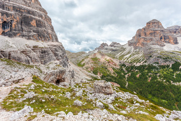 Italian army first line cavern post, Travenanzes Valley, theater of fierce fighting in 1915 - 16,...