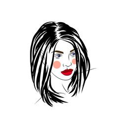 illustration of girl with beautiful hairstyle, logo,portrait