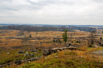 Fototapeta na wymiar View of the Gettysburg battlefield, site of the bloodiest battle of the Civil War. 