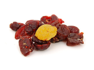 dried grapes isolated on white