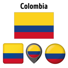 Illustration flag of Colombia, and several icons. Ideal for catalogs of institutional materials and geography
