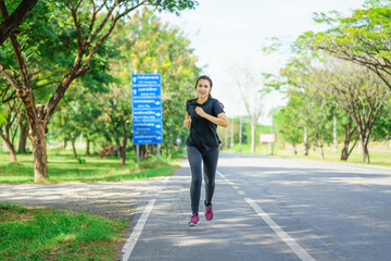 Young woman jogging in nature