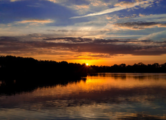 Summer lake sunset