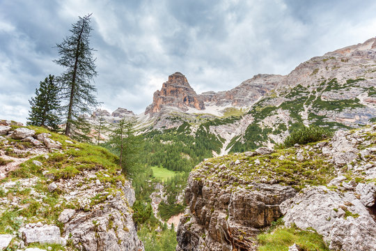 View of Fanis Peaks,  Travenanzes Valley Dolomites, Italy