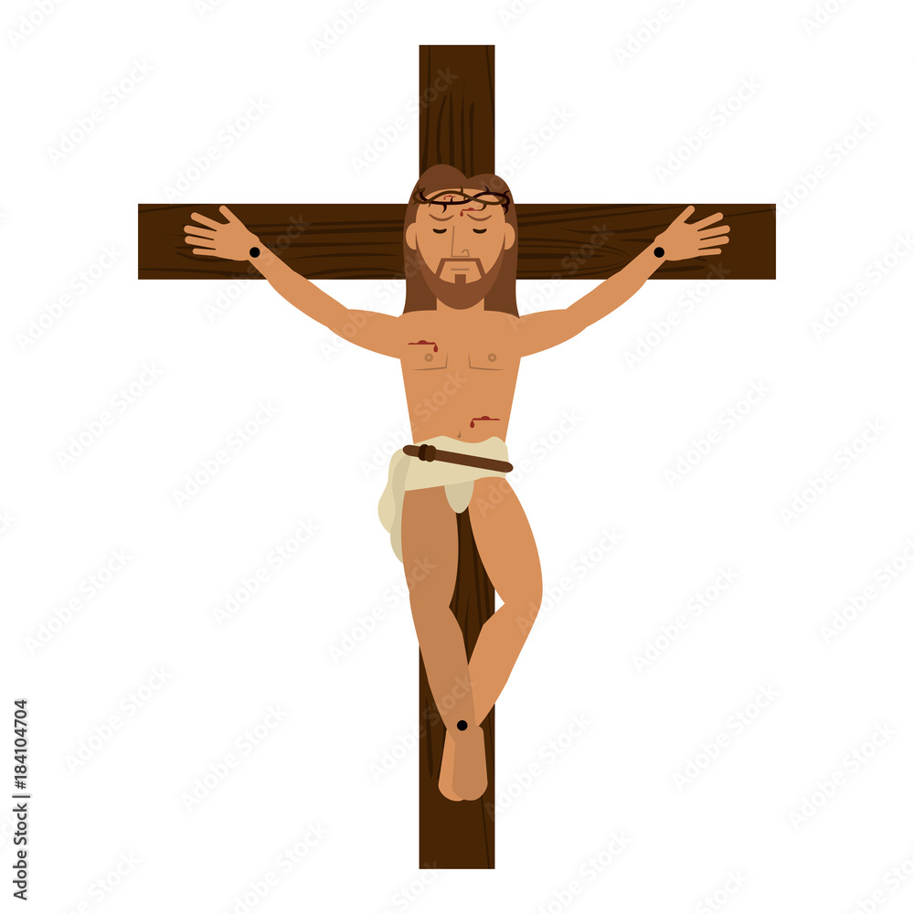 Poster crucified jesus cartoon icon vector illustration graphic design