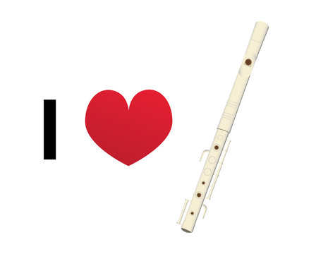 I love flute vector icon