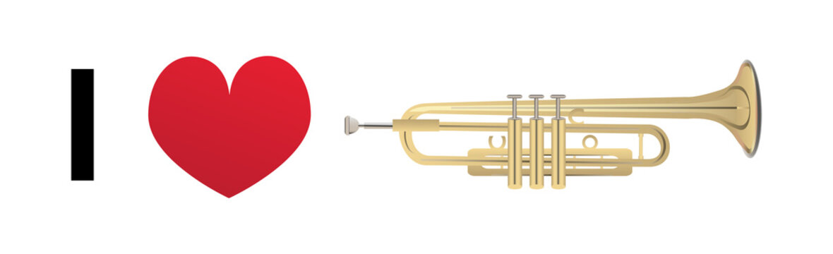 i love trumpet vector icon