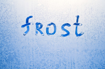 inscription on the frozen glass