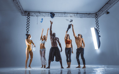Dancers under the rain