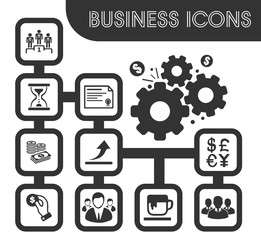 Business outline icons set