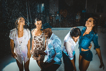 Friends under the rain