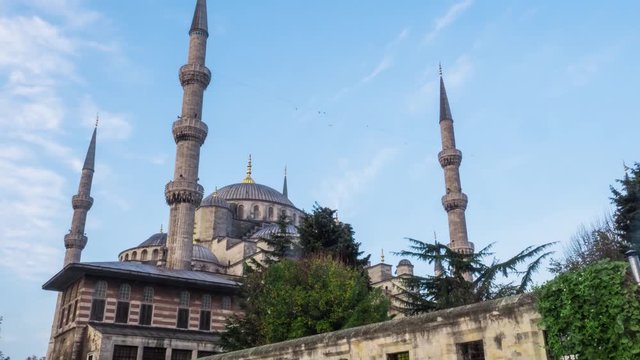 Blue mosque Sultan Ahmed in Istanbul timelapse, Turkey