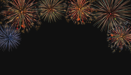 Colorful fireworks on night background, Fireworks for background