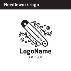 Logo pin and needle for needlework