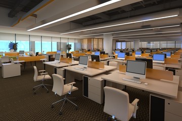 3D Illustration the modern office interior design