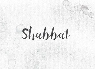 Shabbat Concept Painted Ink Word and Theme