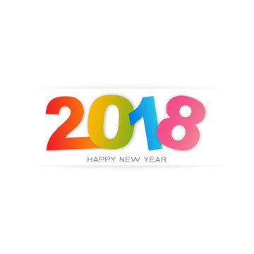Happy New Year 2018. Modern design with colorful text, vector illustration
