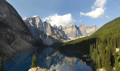 Moraine Lake Reflecting the Surrounding Mountains
